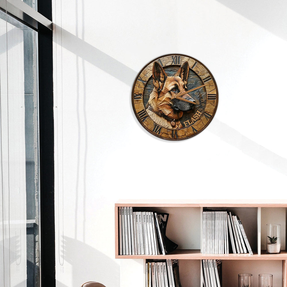 Liebe zum Deutschen Schäferhund - Personalisierte Hunde-Wanduhr