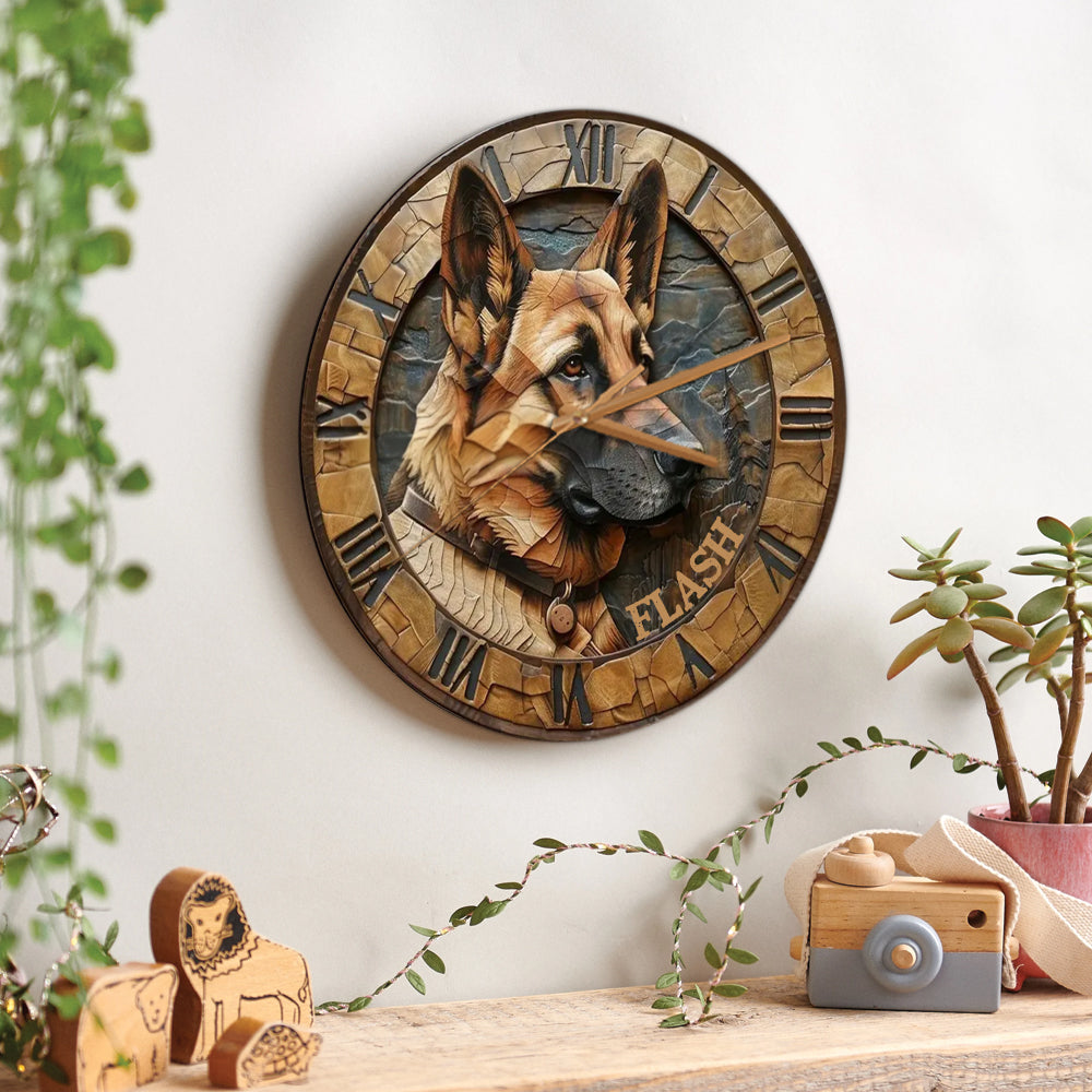Liebe zum Deutschen Schäferhund - Personalisierte Hunde-Wanduhr