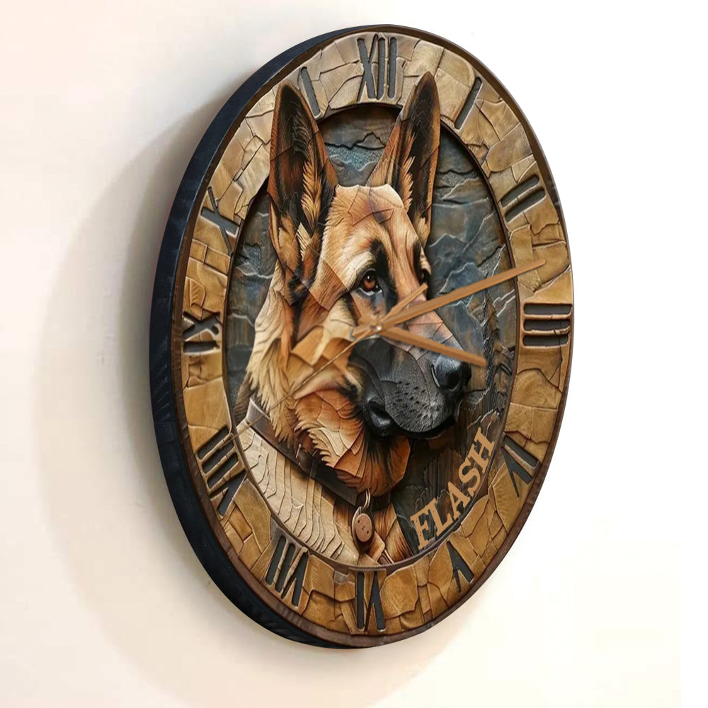 Liebe zum Deutschen Schäferhund - Personalisierte Hunde-Wanduhr