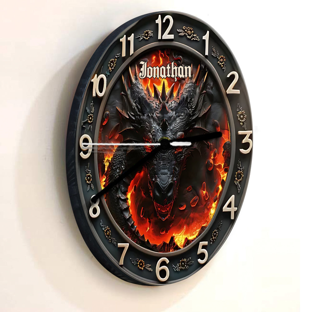Dragon volcanique - Horloge murale personnalisée Dragon