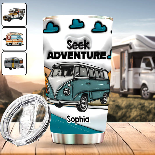 Gobelet isotherme de camping personnalisé « À la recherche de l'aventure »