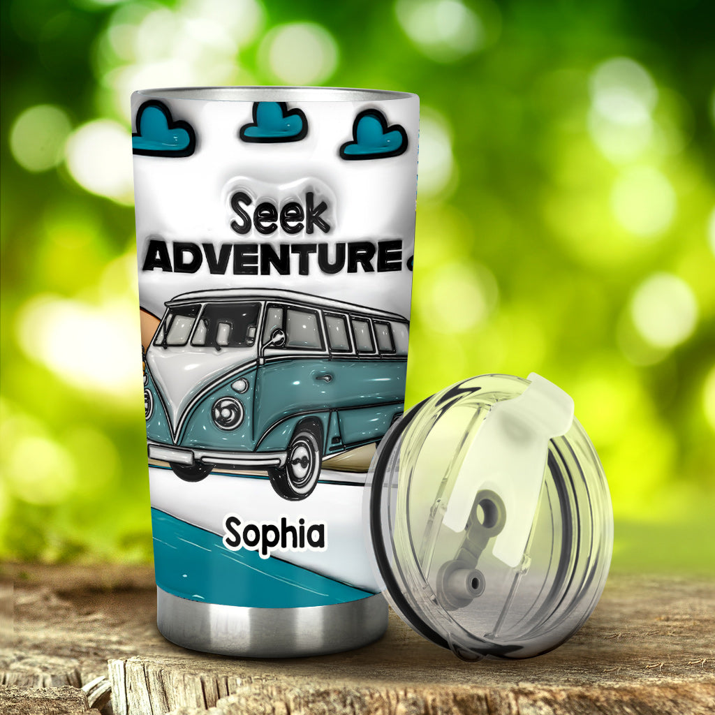 Gobelet isotherme de camping personnalisé « À la recherche de l'aventure »