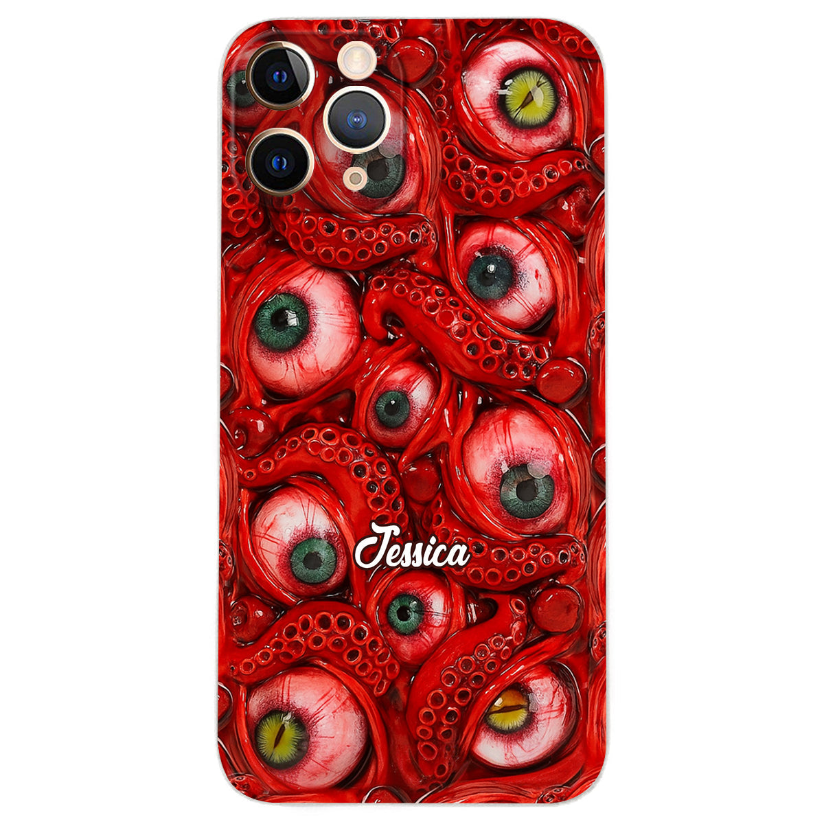 Horror Bloody Eyes - Personalisierte Halloween-Handyhülle aus Leder