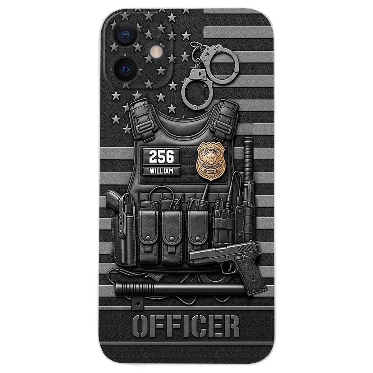Servir et protéger - Étui de téléphone en cuir personnalisé pour policier