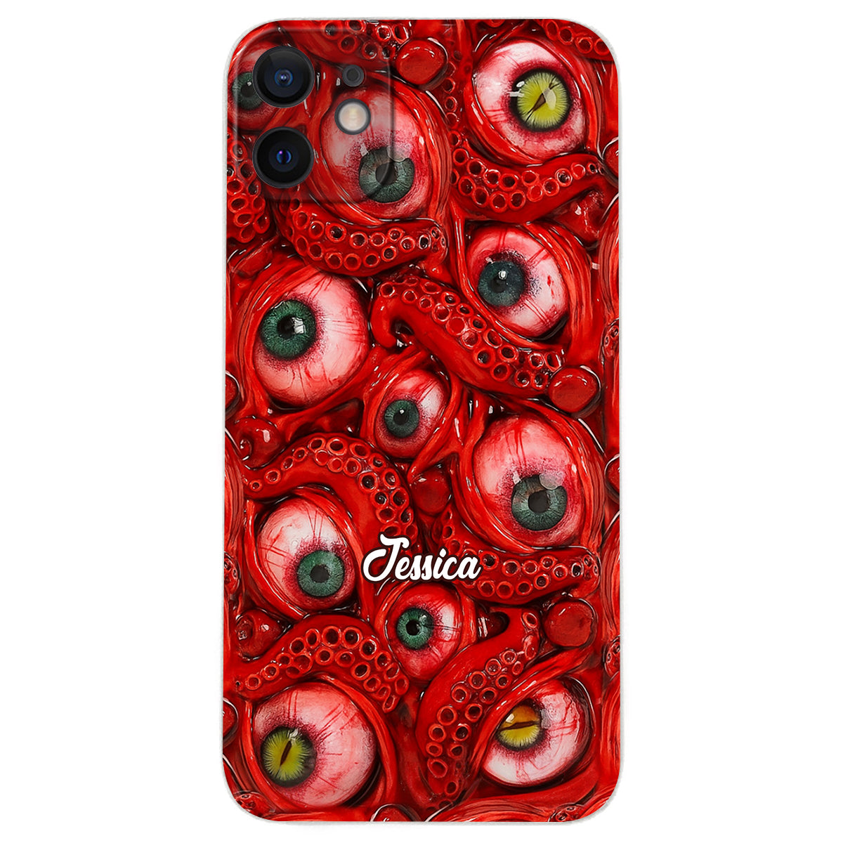 Horror Bloody Eyes - Personalisierte Halloween-Handyhülle aus Leder