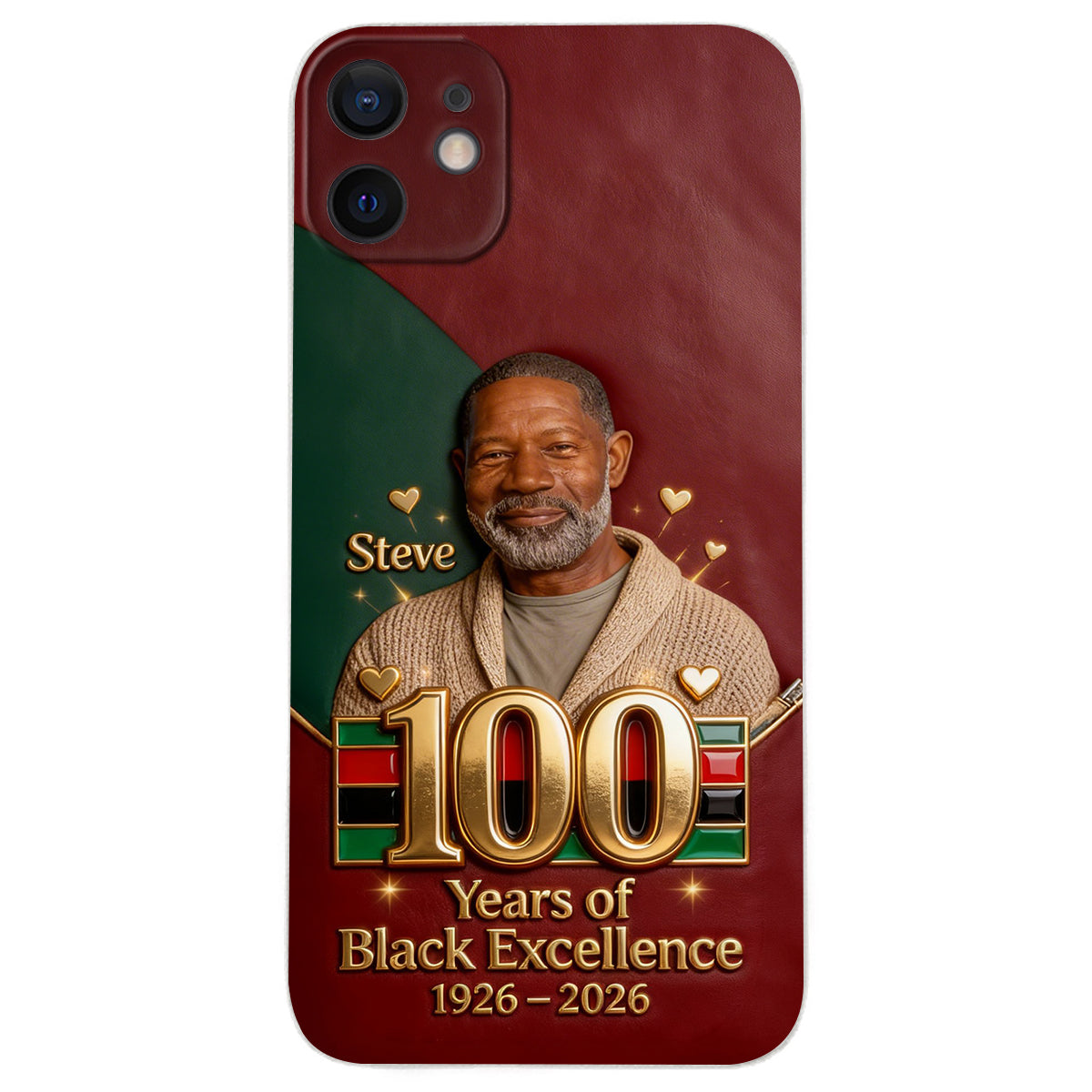 100 ans d'excellence noire - Étui de téléphone personnalisé en cuir afro-américain