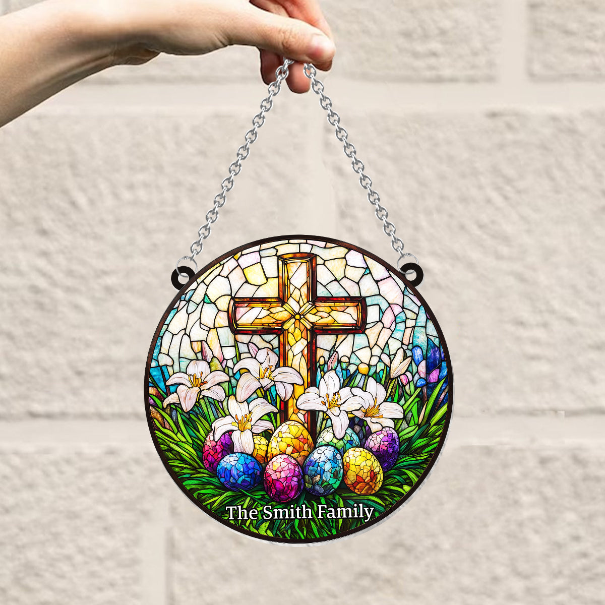 He Is Risen - Personalized Christian Window Hanging Suncatcher Ornament