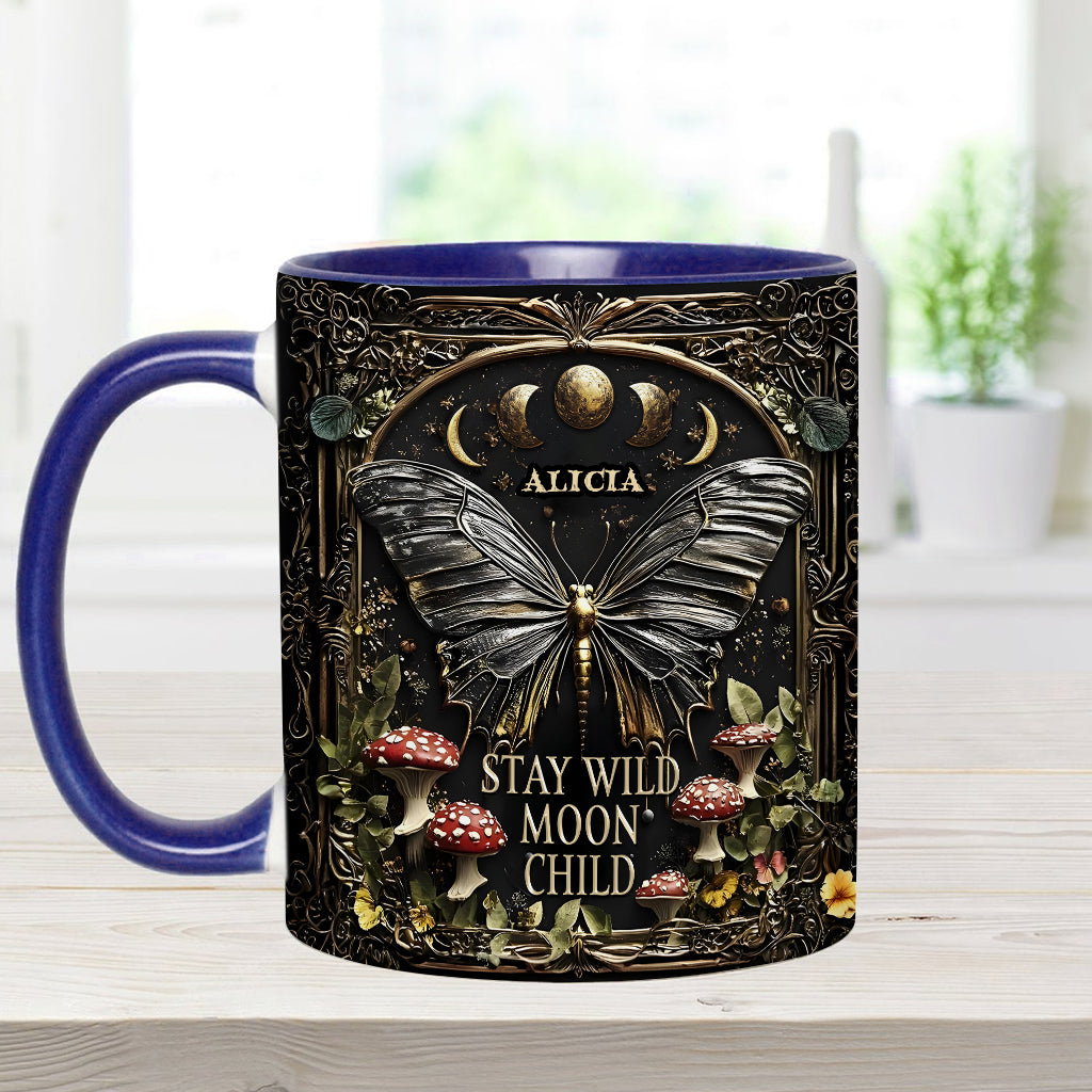 Bleib wild, Mondkind – Personalisierte Tasse mit Hippie-Akzent