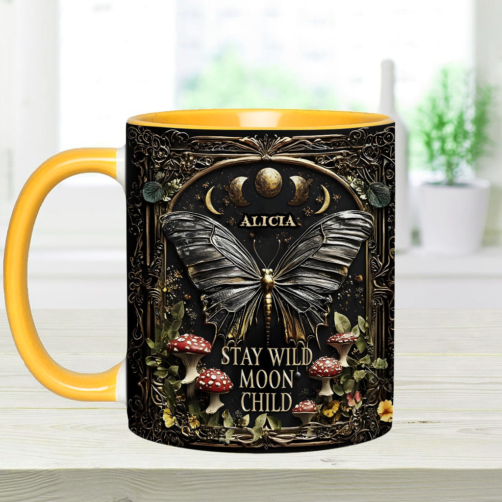 Bleib wild, Mondkind – Personalisierte Tasse mit Hippie-Akzent