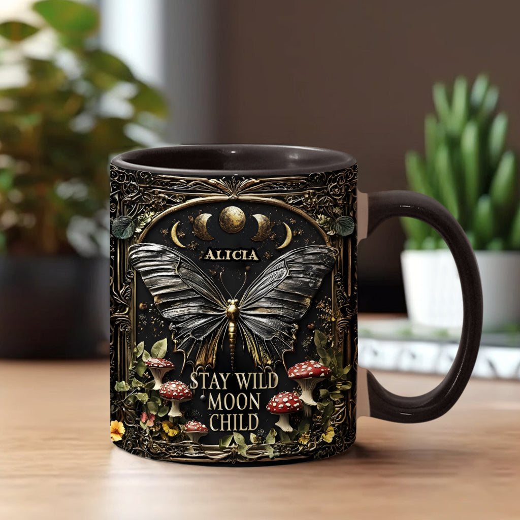 Bleib wild, Mondkind – Personalisierte Tasse mit Hippie-Akzent