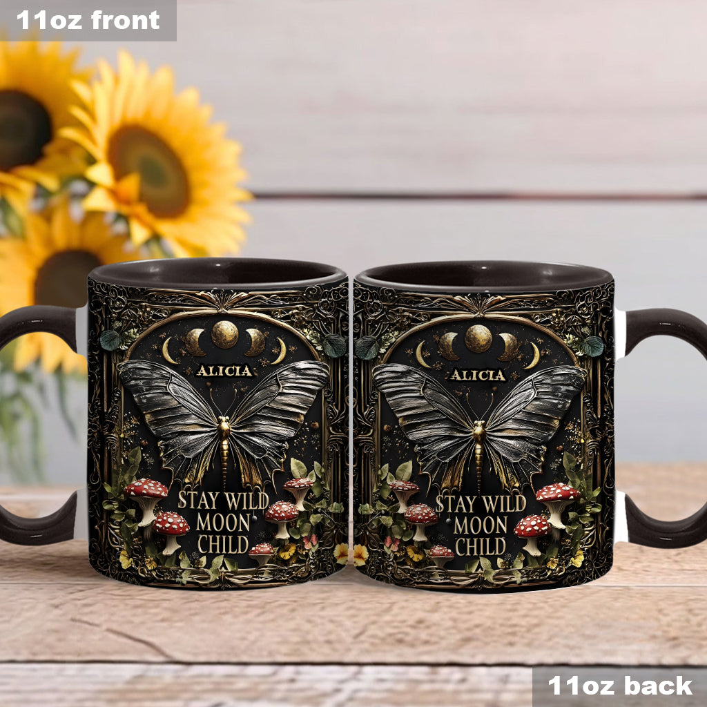Bleib wild, Mondkind – Personalisierte Tasse mit Hippie-Akzent