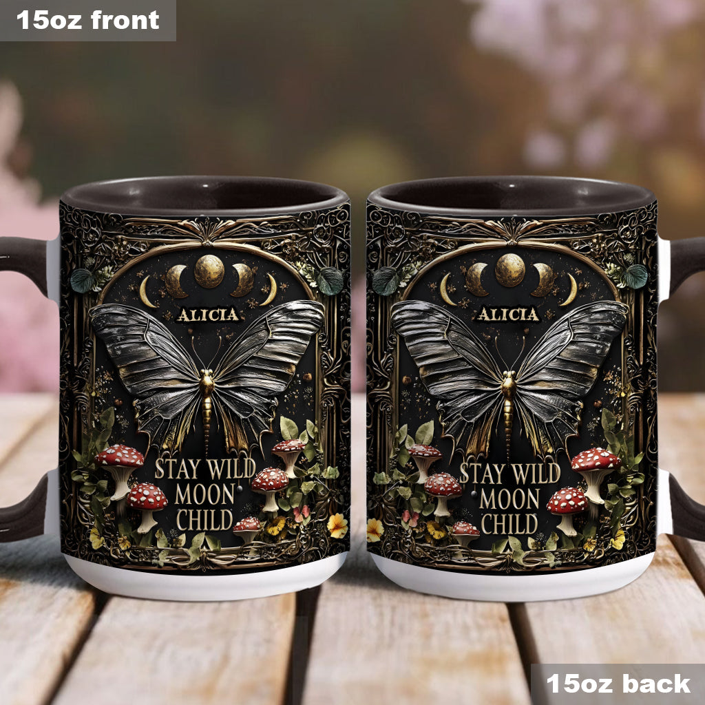 Bleib wild, Mondkind – Personalisierte Tasse mit Hippie-Akzent