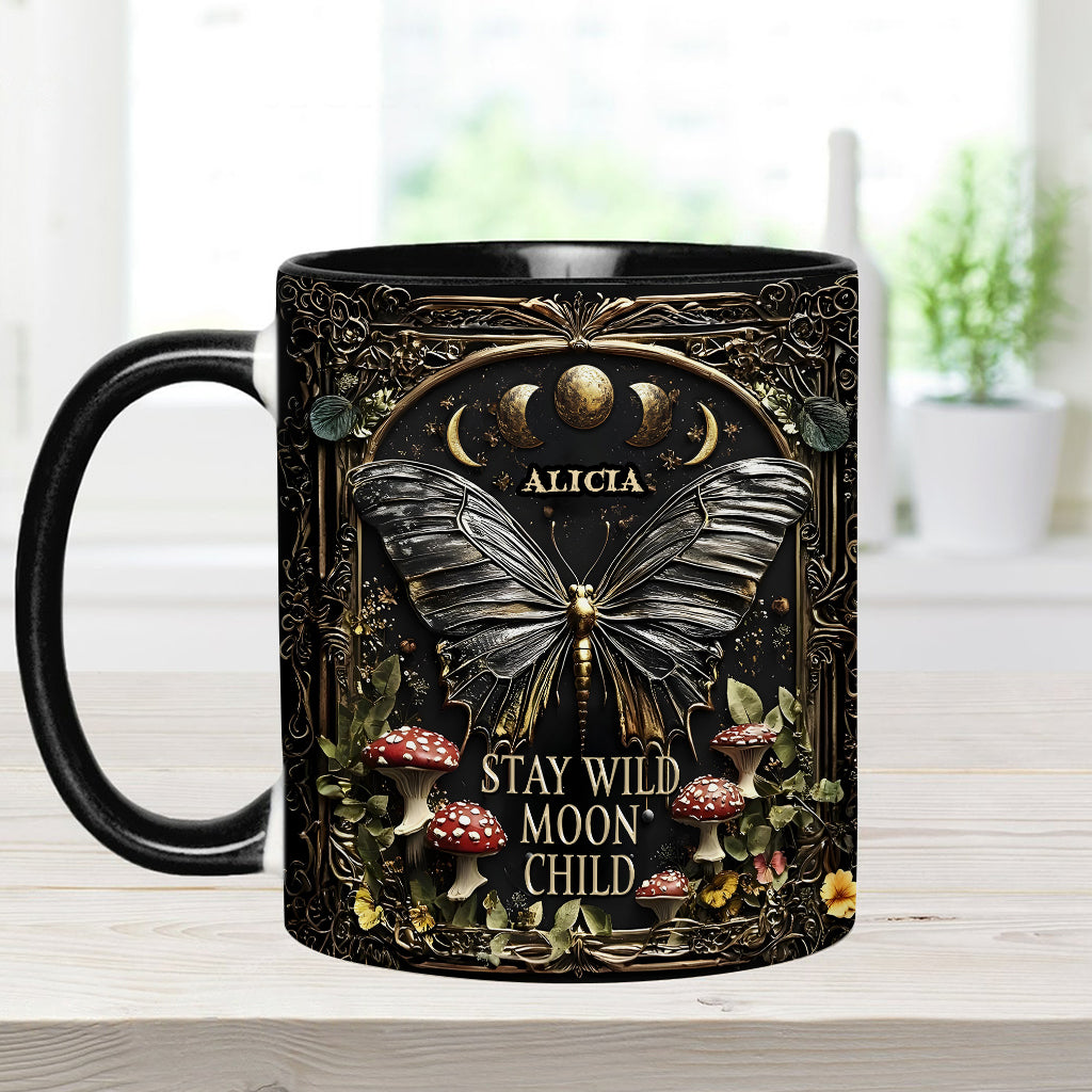Bleib wild, Mondkind – Personalisierte Tasse mit Hippie-Akzent