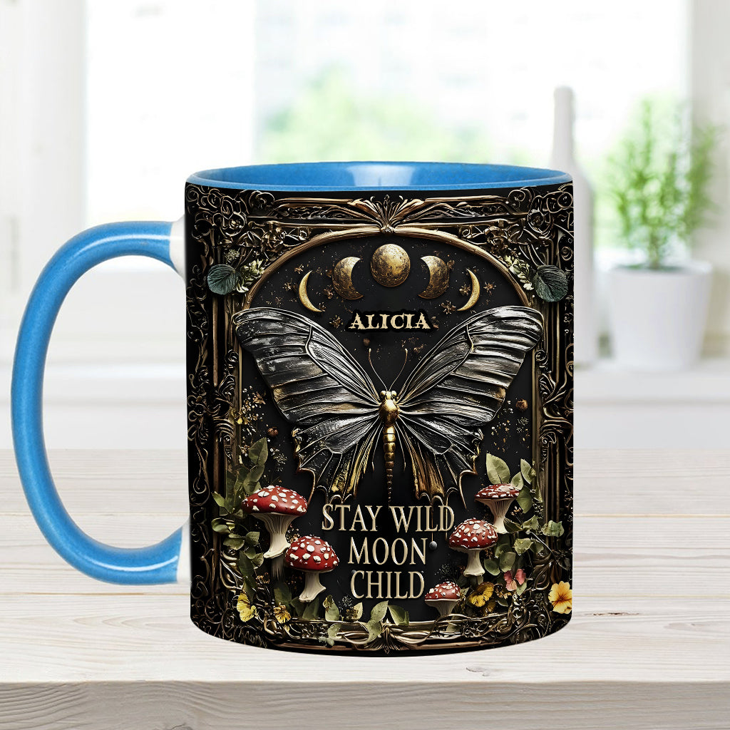 Bleib wild, Mondkind – Personalisierte Tasse mit Hippie-Akzent