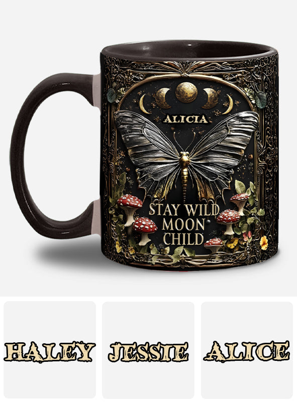 Bleib wild, Mondkind – Personalisierte Tasse mit Hippie-Akzent