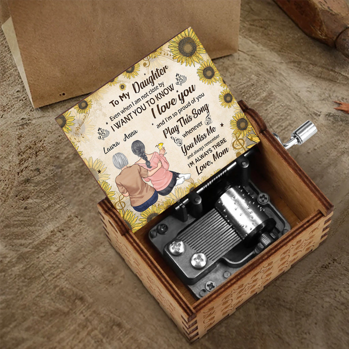 Spiel dieses Lied – Geschenk für Oma, Mutter, Tochter, Enkelin – Personalisierte Spieluhr mit Handkurbel