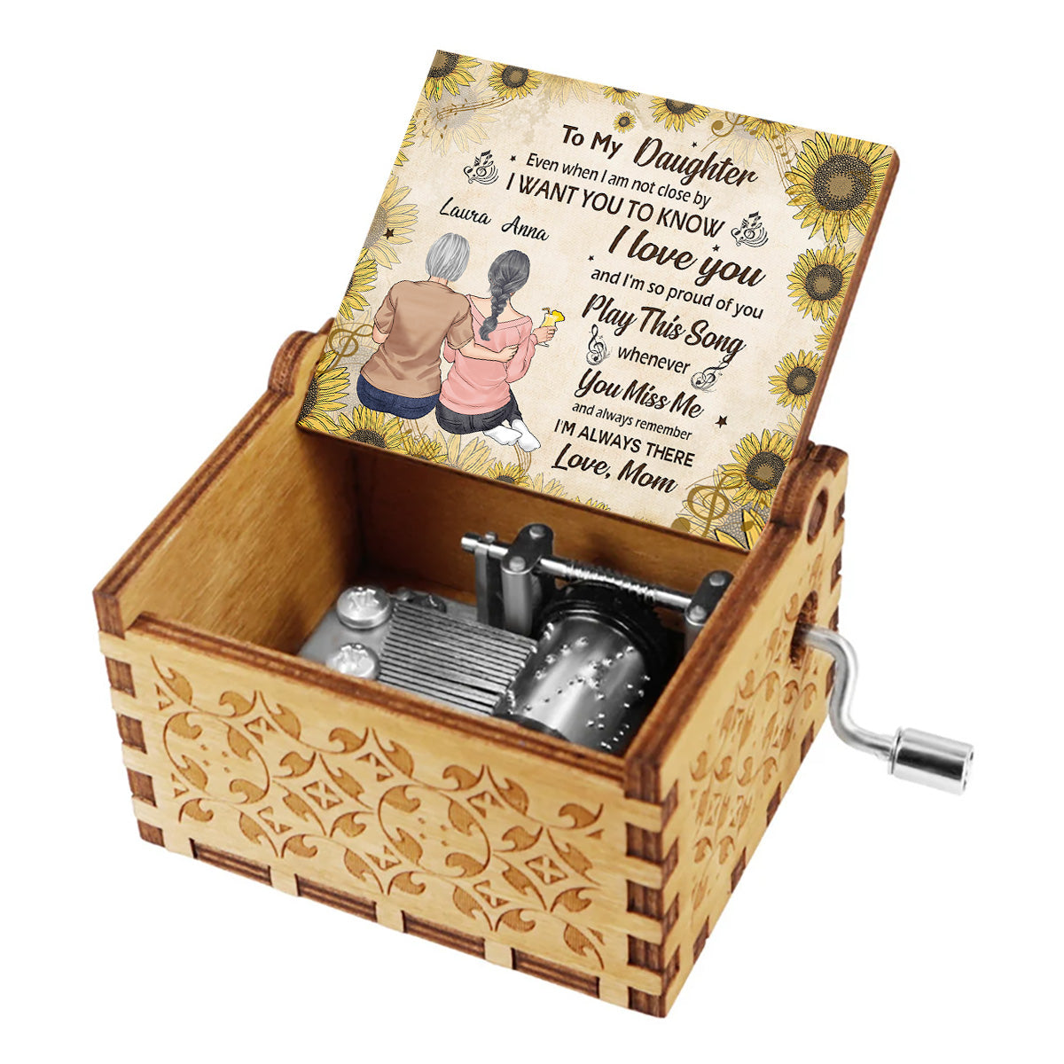 Spiel dieses Lied – Geschenk für Oma, Mutter, Tochter, Enkelin – Personalisierte Spieluhr mit Handkurbel