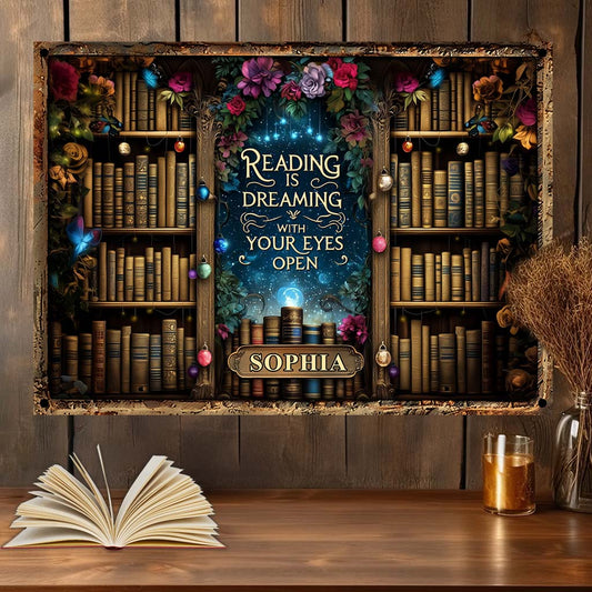 Reading is Dreaming - Personalized Book Rectangle Metal Sign