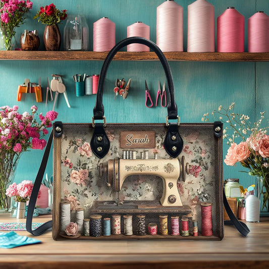 Vintage Nähzimmer - Personalisierte Nählederhandtasche