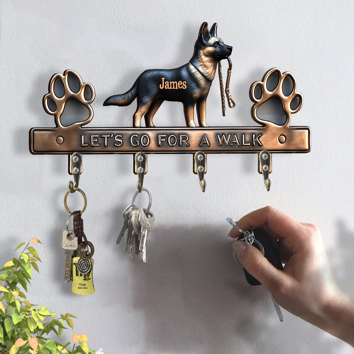 Allons faire une promenade - Porte-clés personnalisé en forme de chien