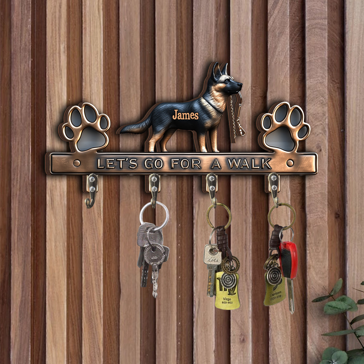 Allons faire une promenade - Porte-clés personnalisé en forme de chien