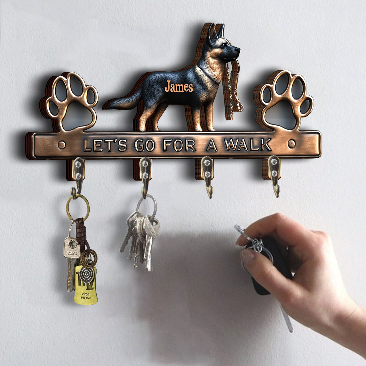 Allons faire une promenade - Porte-clés personnalisé en forme de chien