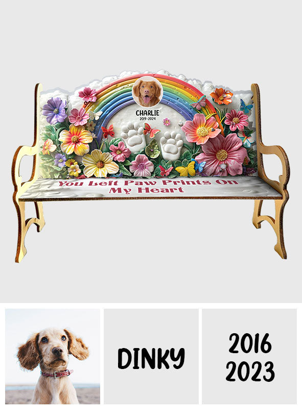 Tu as laissé des empreintes de pattes dans nos cœurs - Banc en bois personnalisé pour chien