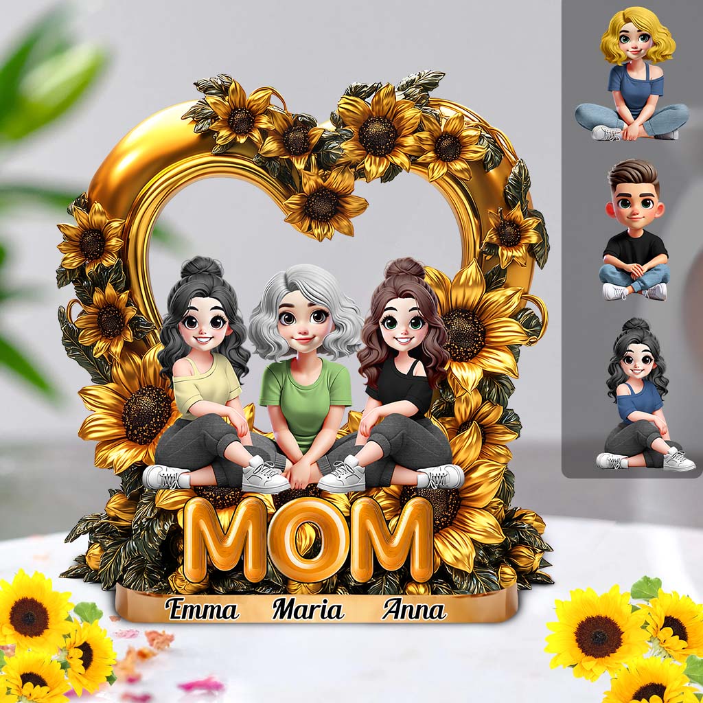 Mother & Daughters Sunflower - Personalized Mother Custom Shaped Acrylic Plaque