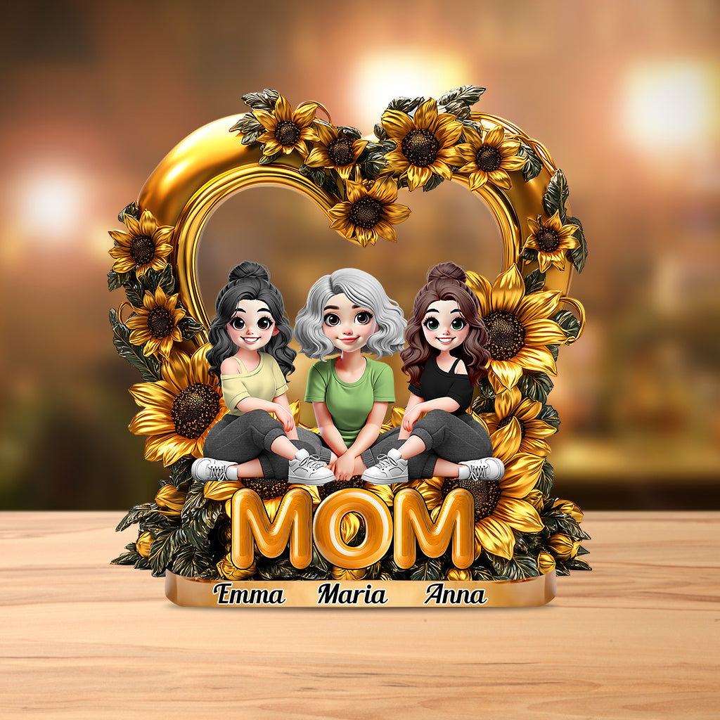 Mother & Daughters Sunflower - Personalized Mother Custom Shaped Acrylic Plaque