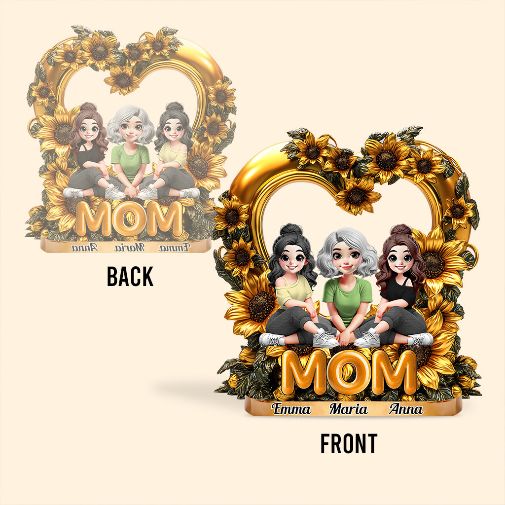 Mother & Daughters Sunflower - Personalized Mother Custom Shaped Acrylic Plaque