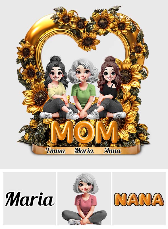 Mother & Daughters Sunflower - Personalized Mother Custom Shaped Acrylic Plaque