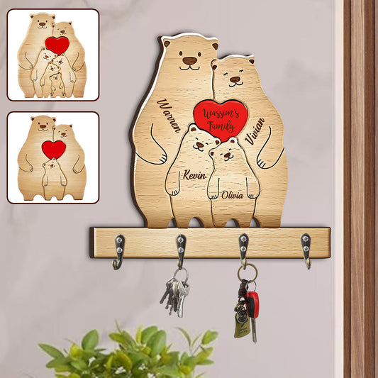 Porte-clés familial personnalisé Happy Family - Porte-clés sur mesure en forme de famille