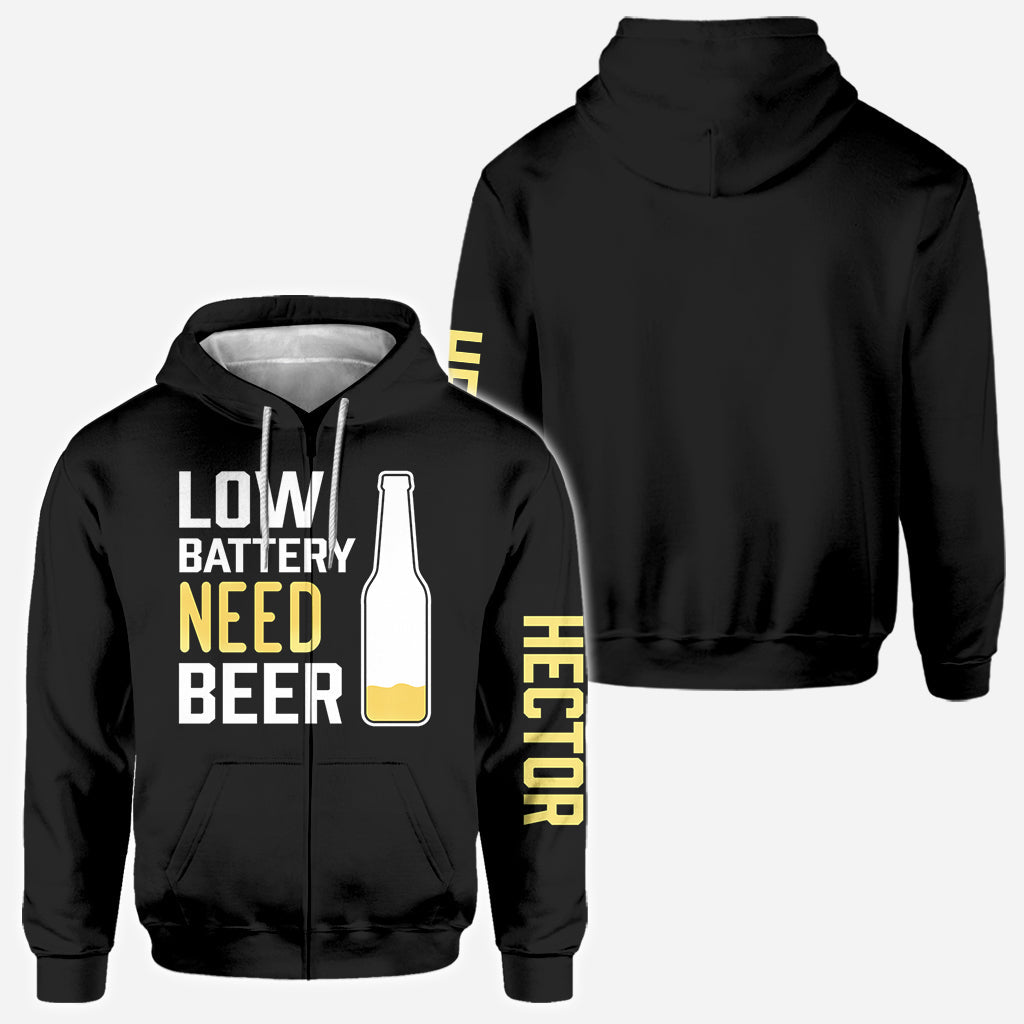 Batterie faible, besoin de bière - T-shirt personnalisé « Bière »