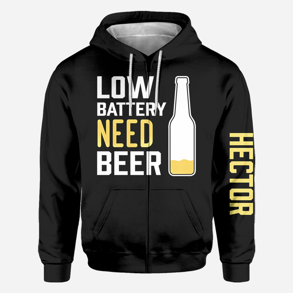 Batterie faible, besoin de bière - T-shirt personnalisé « Bière »