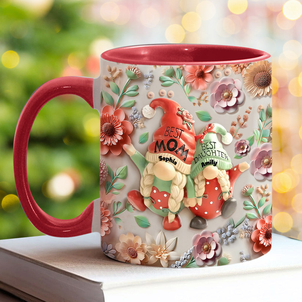 Mother And Daughter Gnome - Personalized Mother Accent Mug