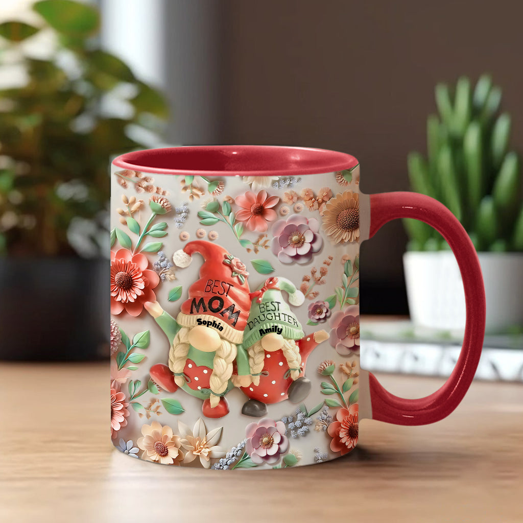 Mother And Daughter Gnome - Personalized Mother Accent Mug