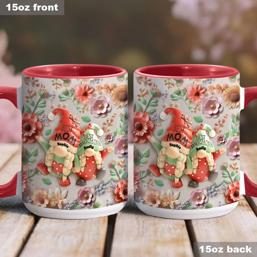Mother And Daughter Gnome - Personalized Mother Accent Mug