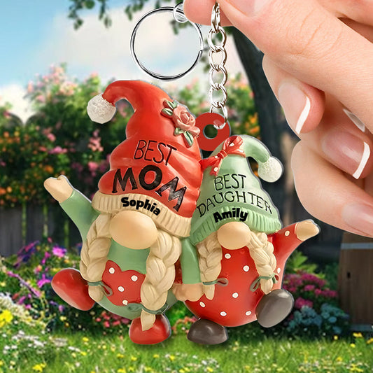 Mother And Daughter Gnome - Personalized Mother Keychain