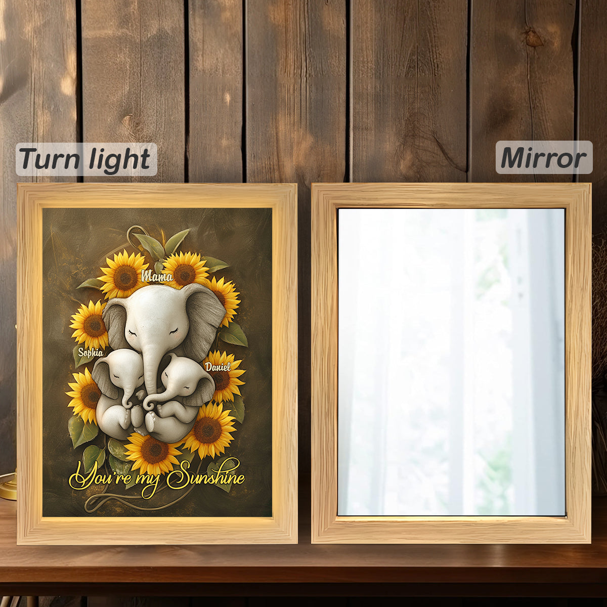 You Are My Sunshine - Personalized Mother Wooden Mirror Night Light