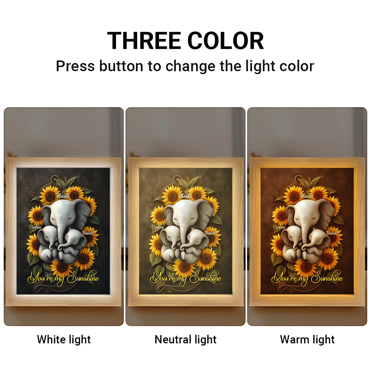 You Are My Sunshine - Personalized Mother Wooden Mirror Night Light