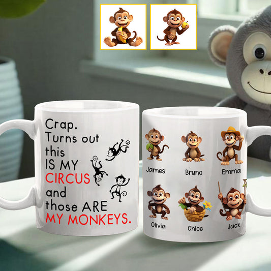 Mother's Monkeys in Circus - Personalized Mother Mug