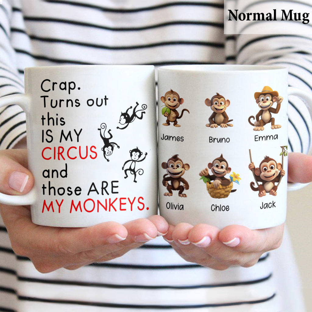 Mother's Monkeys in Circus - Personalized Mother Mug