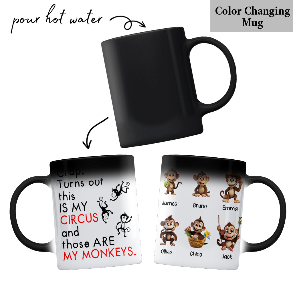 Mother's Monkeys in Circus - Personalized Mother Mug