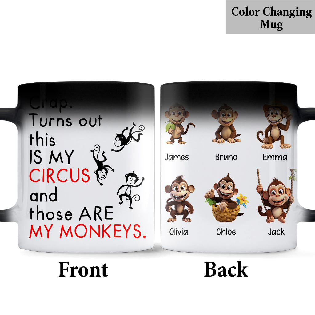 Mother's Monkeys in Circus - Personalized Mother Mug