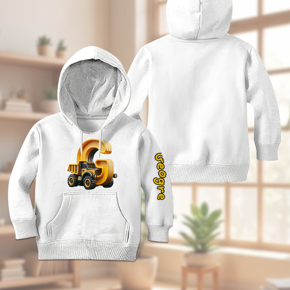 Cooles Outfit für Jungen mit LKW-Print: Kapuzenpullover und Jogginghose mit personalisiertem Kinder-Hoodie