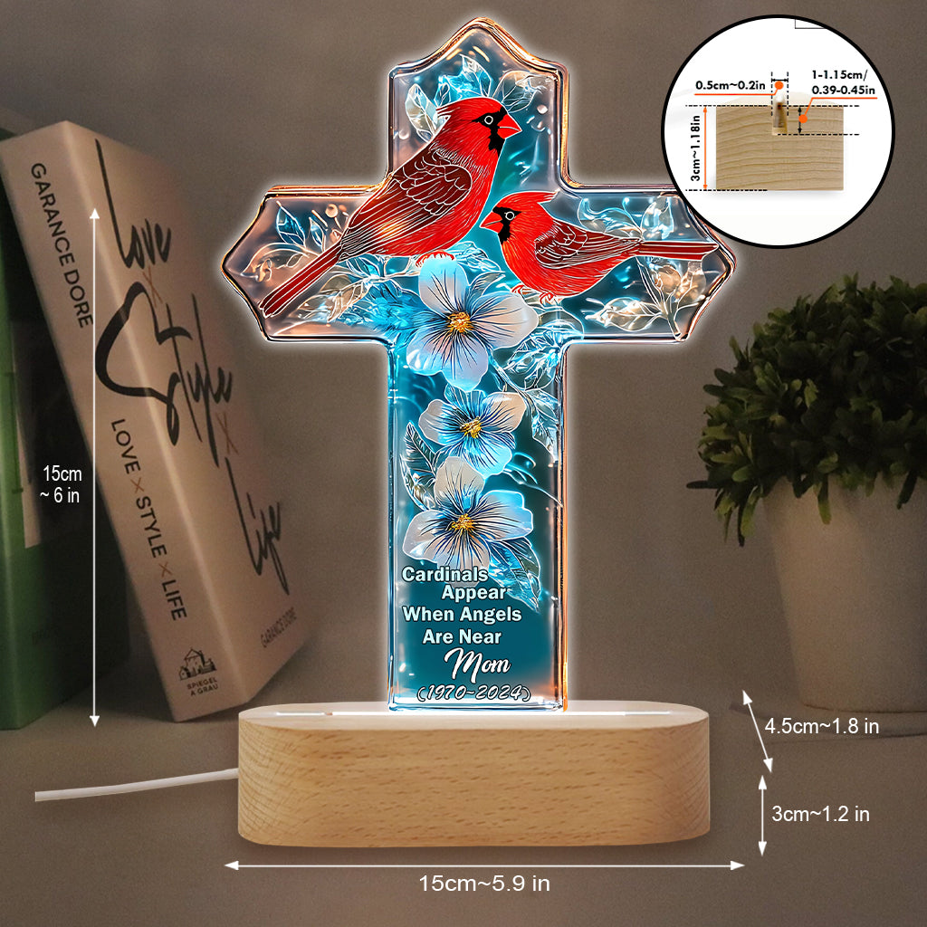 Cardinals Appear When Angels Are Near 
- Personalized Memorial Shaped Plaque Light Base