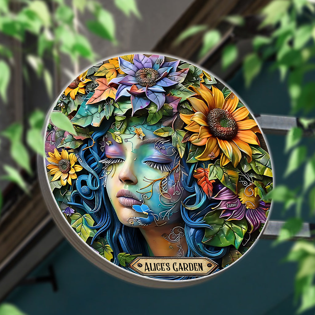 Mon jardin - Panneau métallique rond personnalisé pour le jardinage