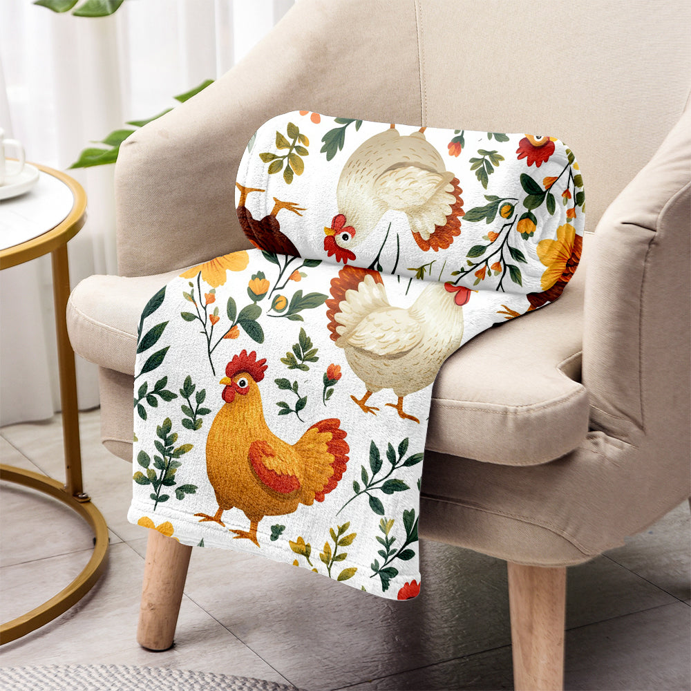 Niedliche Hühner mit Blumenmuster – personalisierte Hühnerdecke