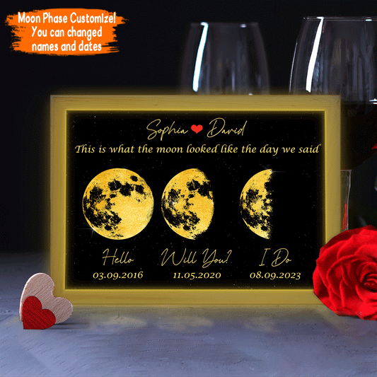 The Moon Look Like This - Personalized Couple Light Photo Frame
