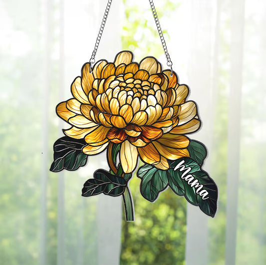 Birth Month Flowers - Personalized Mother Window Hanging Suncatcher Ornament